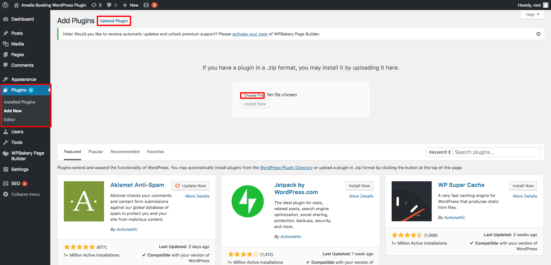 Amelia Booking - Install Plugin