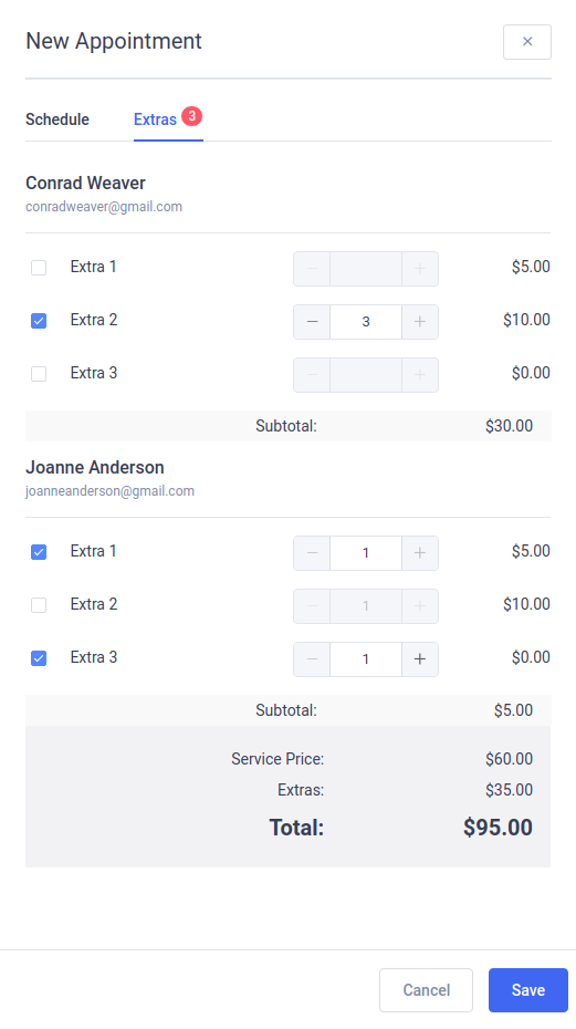 Amelia WordPress - Selecting Appointment's Extras Amelia WordPress - Selecting Appointment's Extras