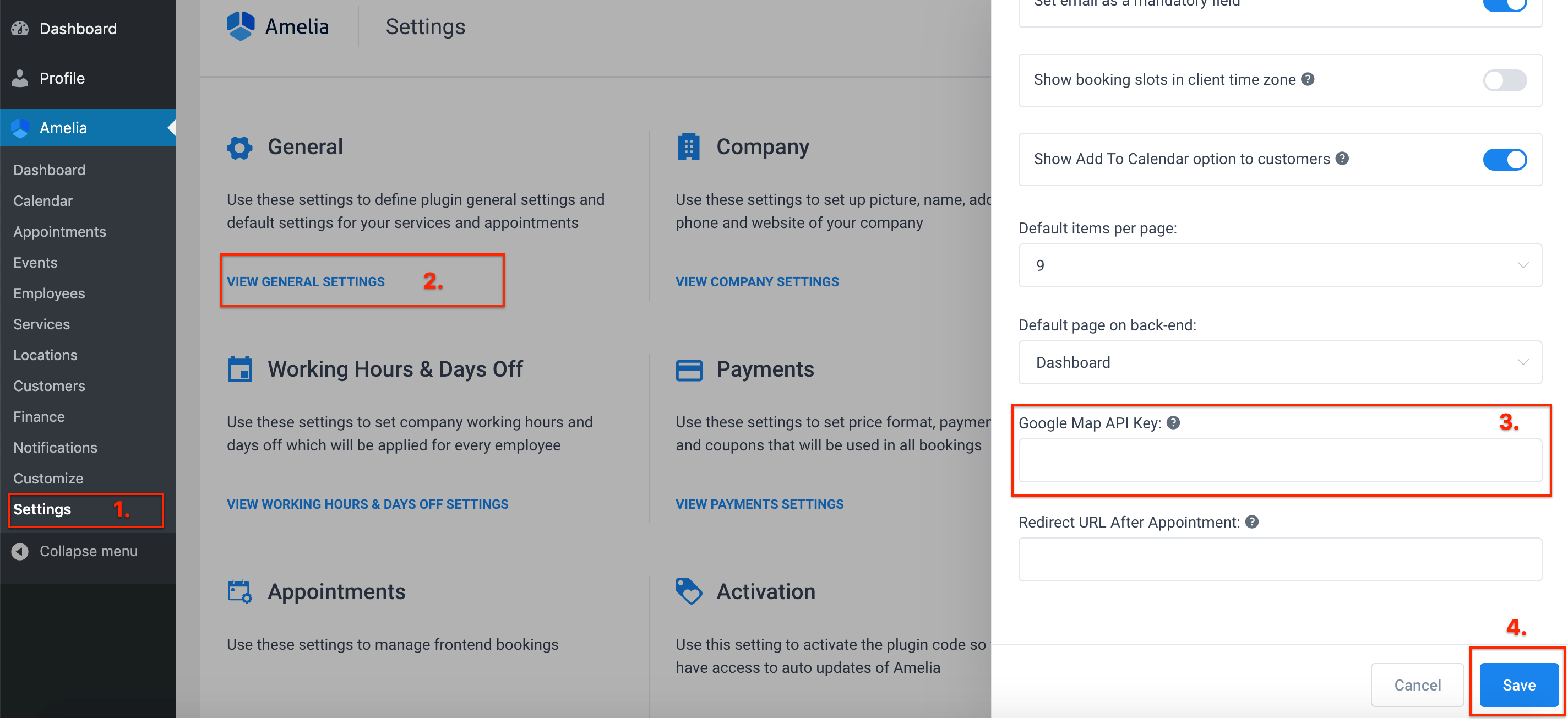 Google Map API Key in General Settings Amelia Google Map API Key in General Settings Amelia