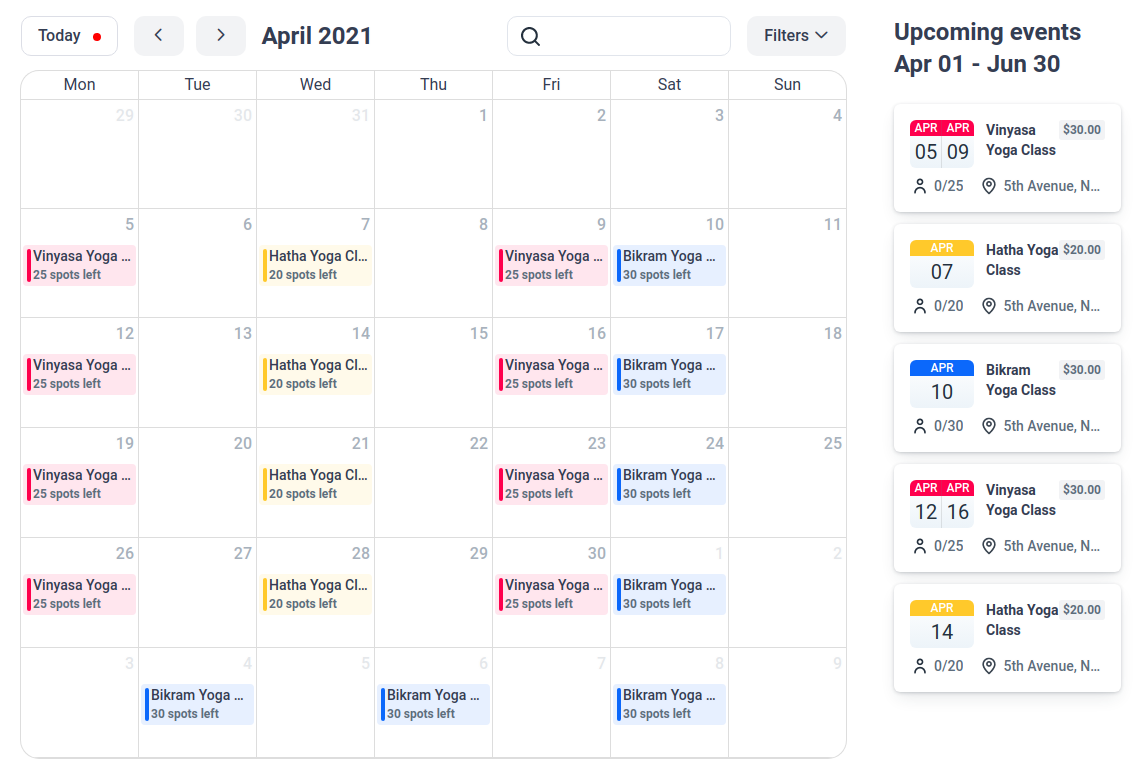 Events Calendar View Amelia WordPress Booking Plugin Events Calendar View Amelia WordPress Booking Plugin