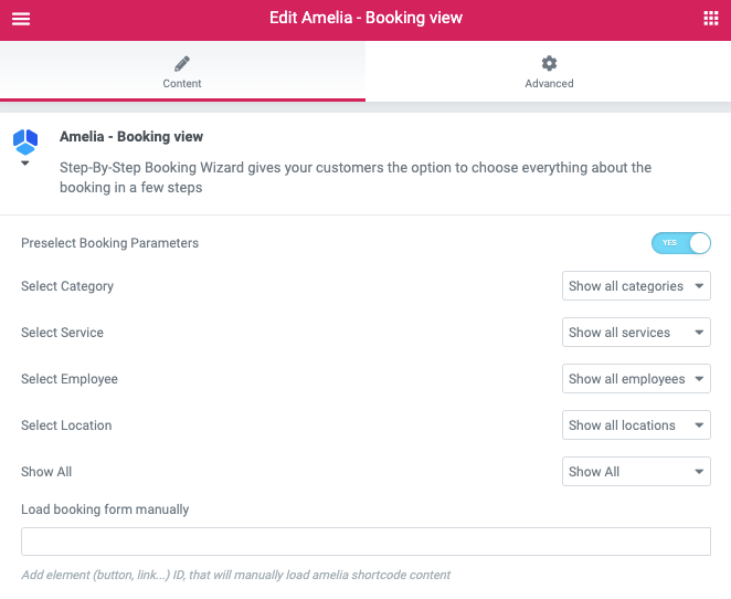 Preselect parametars in Elementor