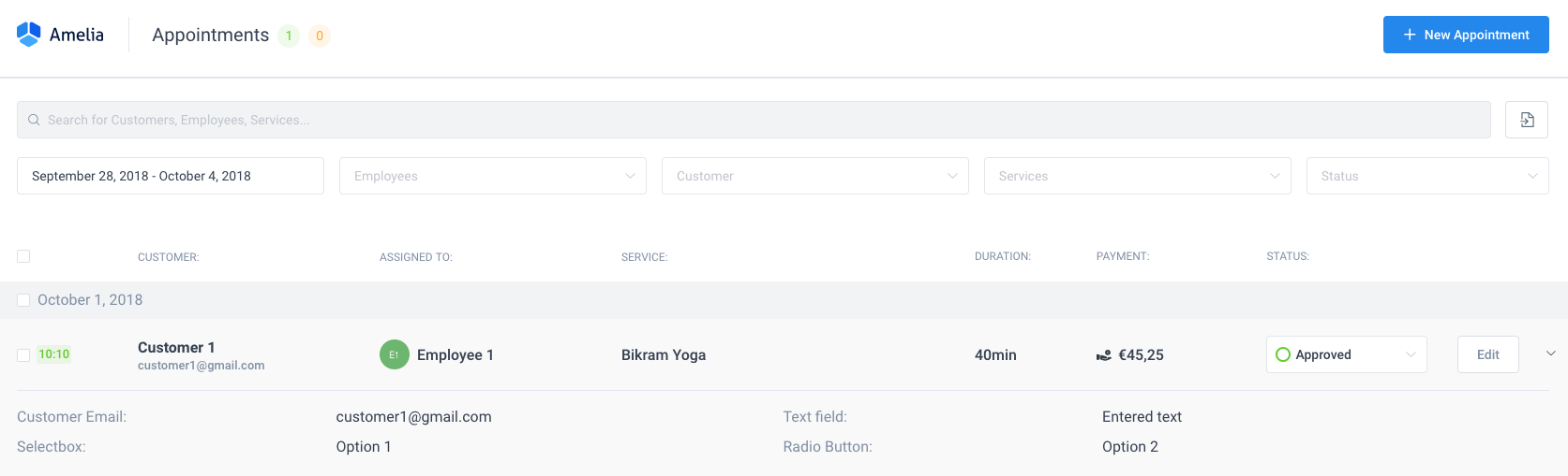 Custom fields Appointment info - Amelia WordPress Booking plugin Custom fields Appointment info - Amelia WordPress Booking plugin