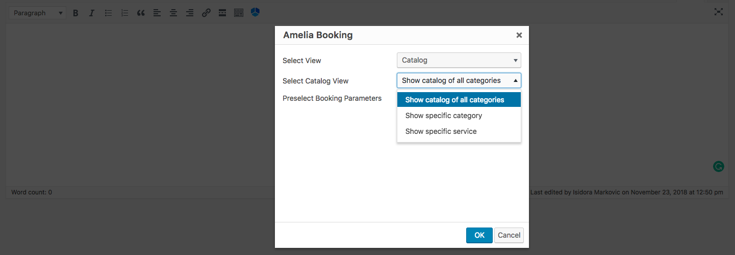 Catalog shortcode Amelia Booking WP plugin Catalog shortcode Amelia Booking WP plugin