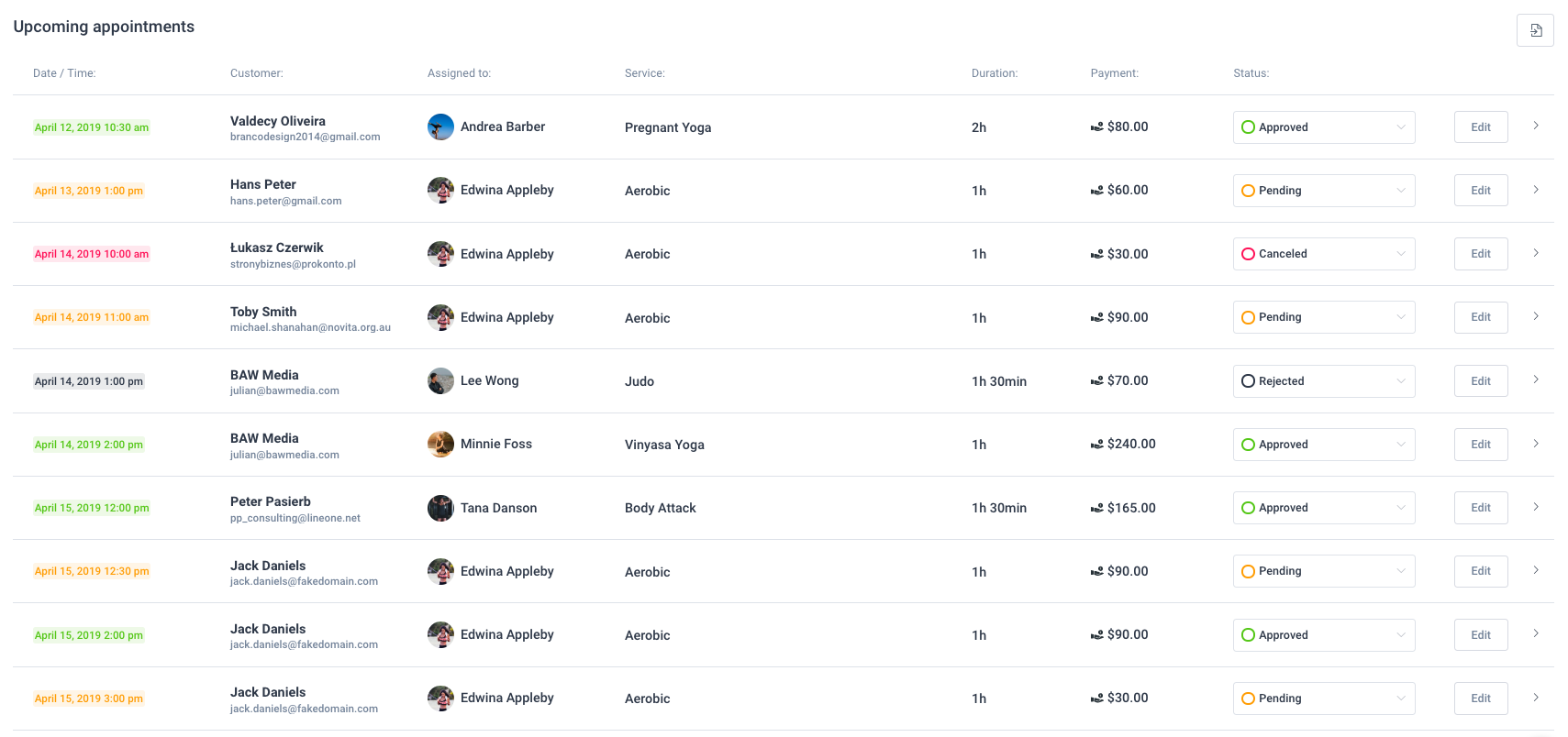 Upcoming appointments Amelia WordPress Booking plugin Upcoming appointments Amelia WordPress Booking plugin