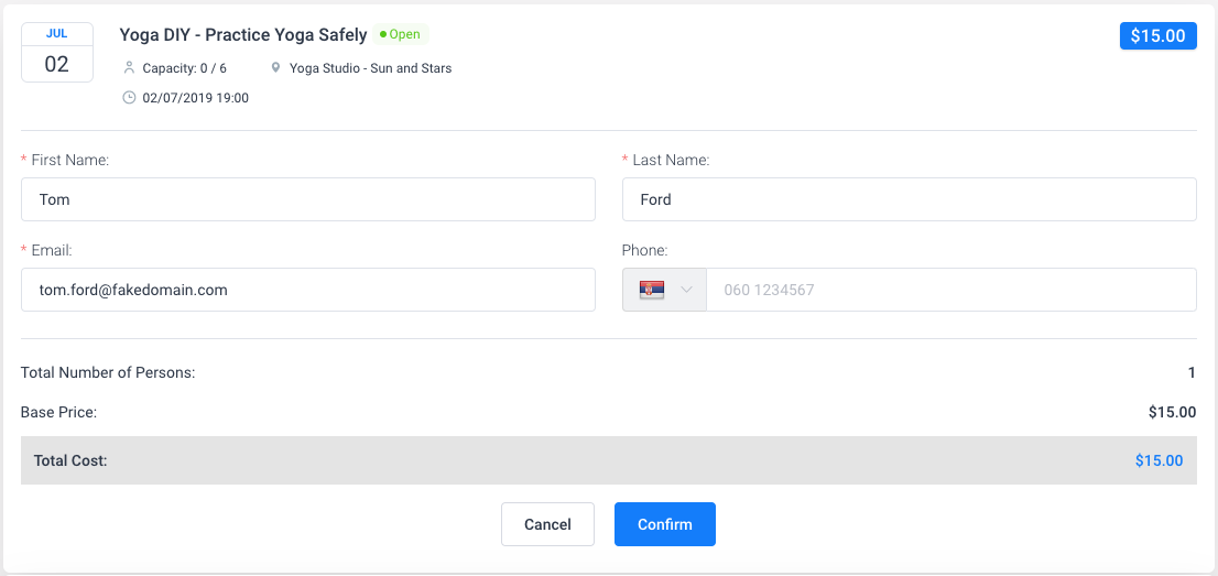 Attendee info Amelia WordPress Booking plugin Attendee info Amelia WordPress Booking plugin