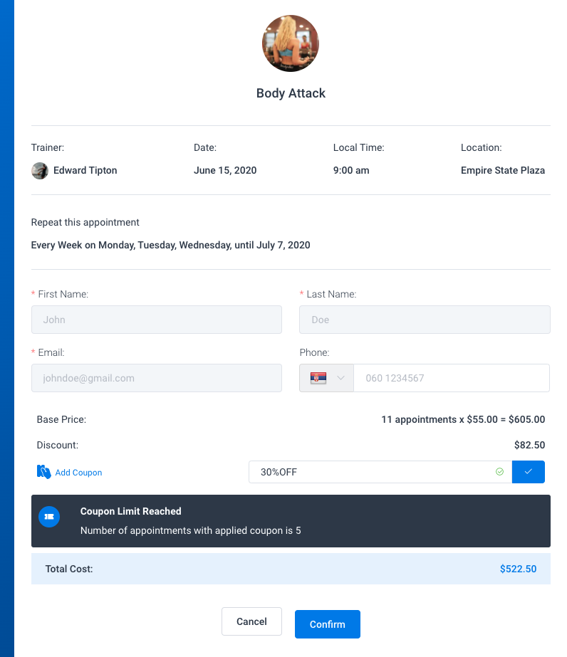 Coupon limit reached Amelia WordPress booking plugin Coupon limit reached Amelia WordPress booking plugin