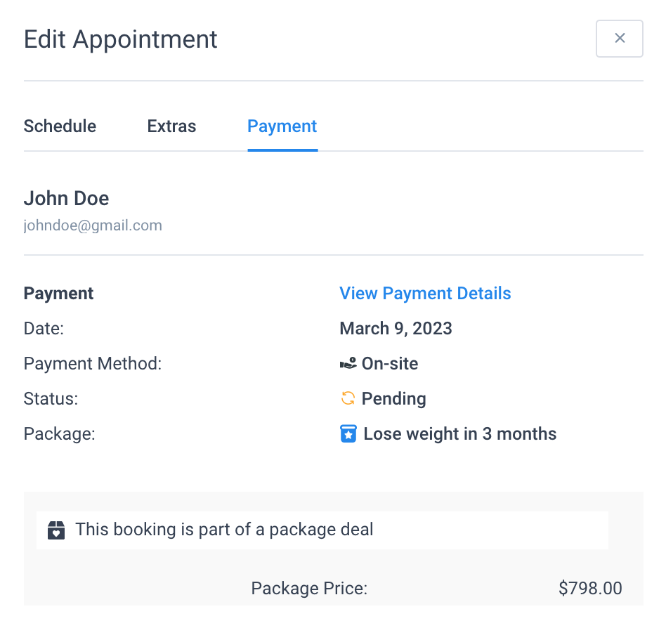 Payment Details Package Amelia WordPress Booking Plugin Payment Details Package Amelia WordPress Booking Plugin