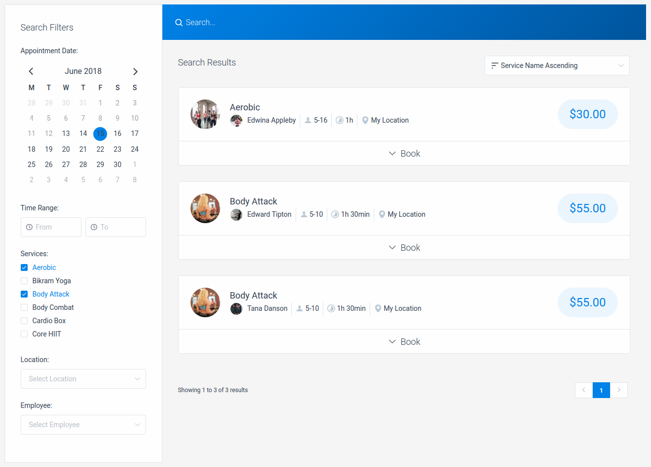 Amelia WordPress - Search View Filter Amelia WordPress - Search View Filter