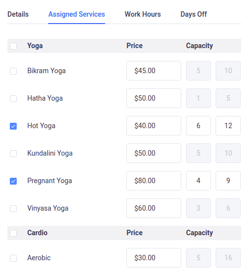 Amelia WordPress - Employee's assigned services Amelia WordPress - Employee's assigned services