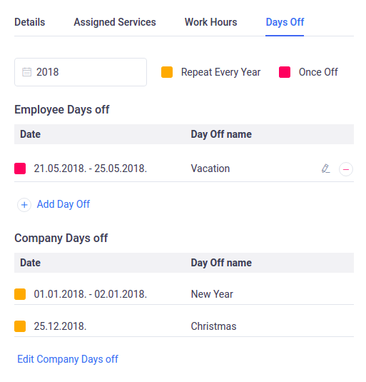 Amelia WordPress - Employee's days off Amelia WordPress - Employee's days off