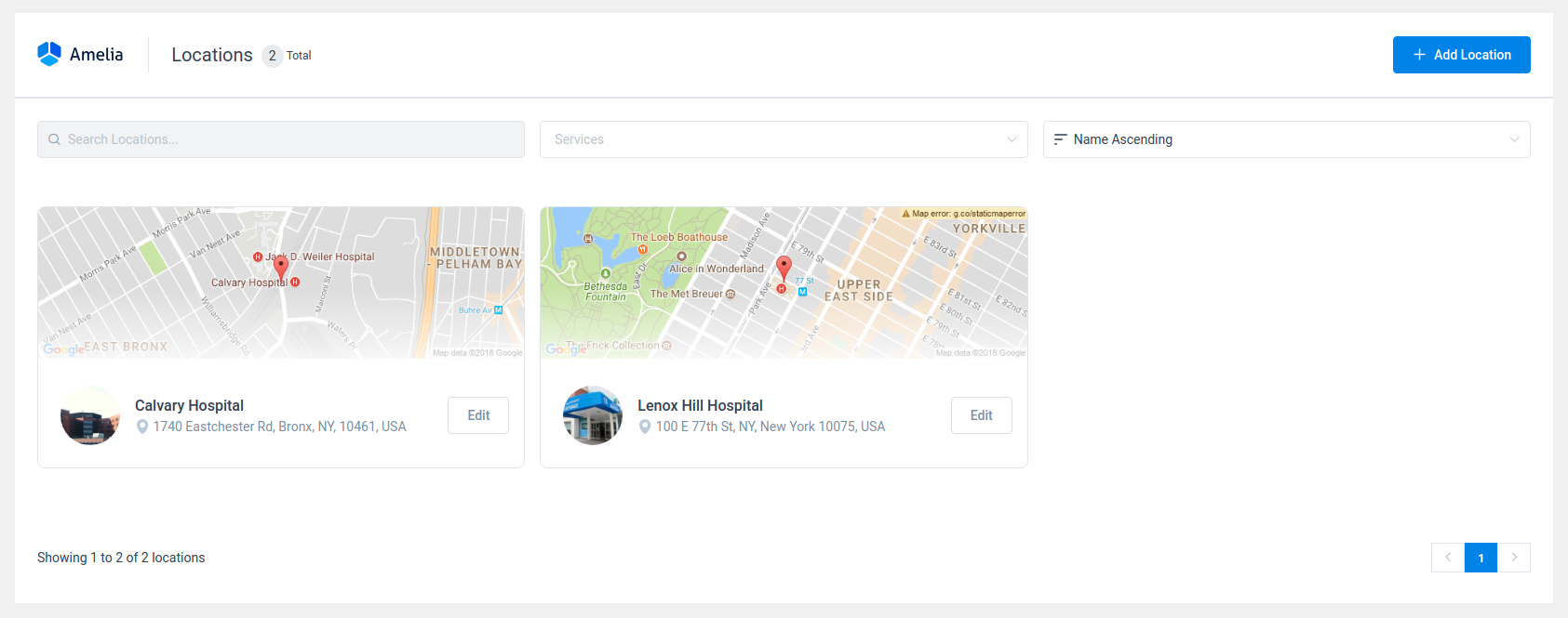 Amelia WordPress - Locations Page Amelia WordPress - Locations Page