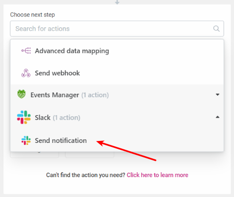 Send notification action Send notification action