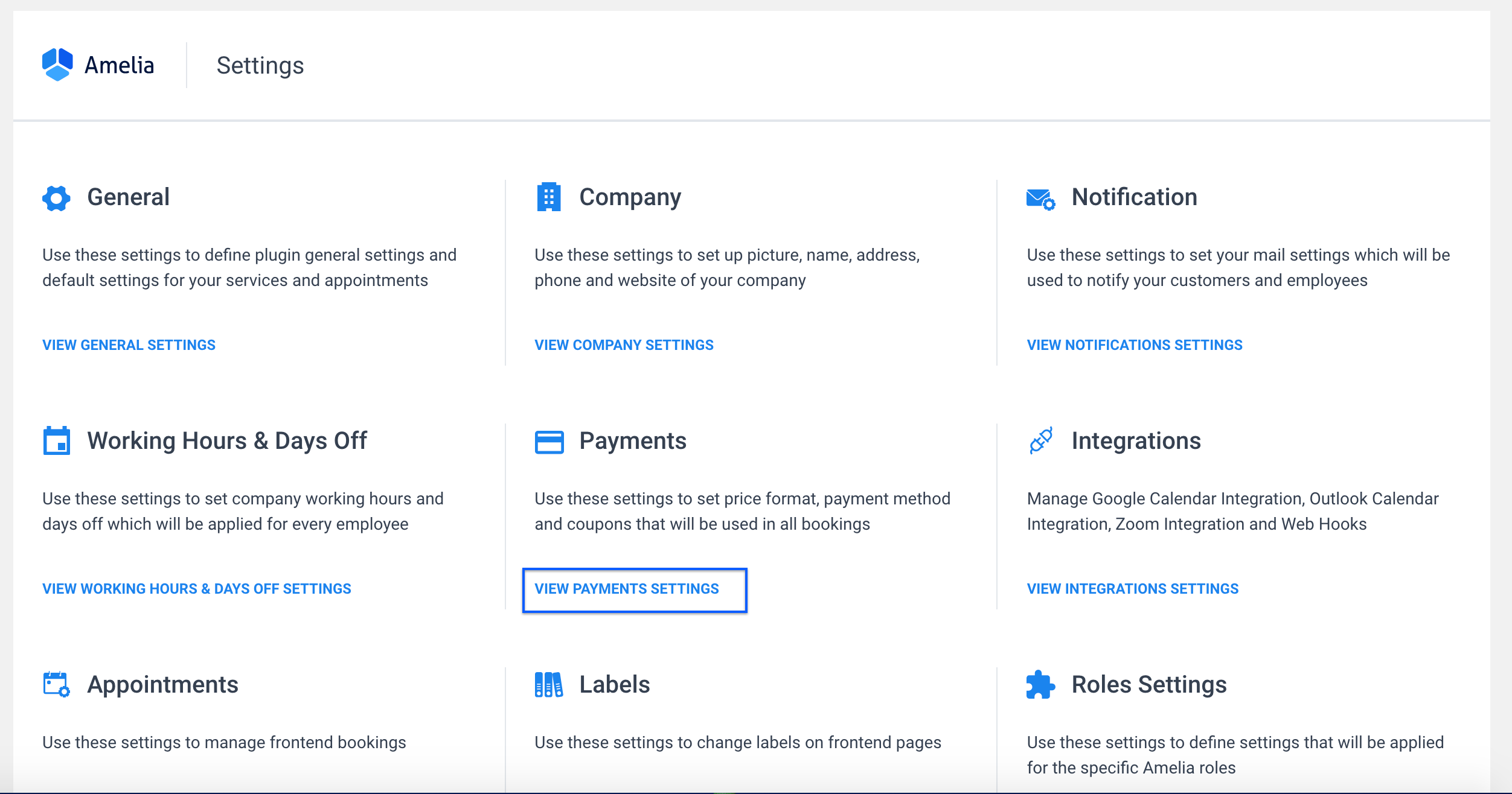 View payment settings