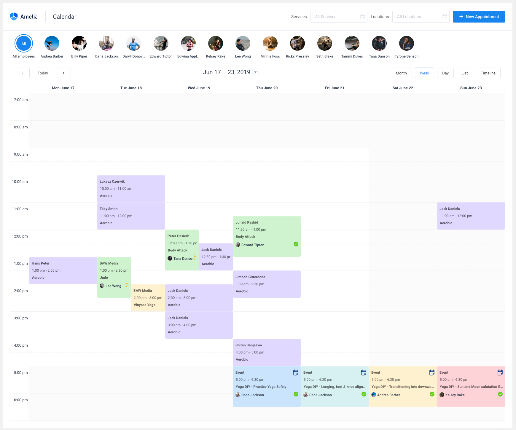 Week Calendar Amelia WordPress Booking plugin Week Calendar Amelia WordPress Booking plugin